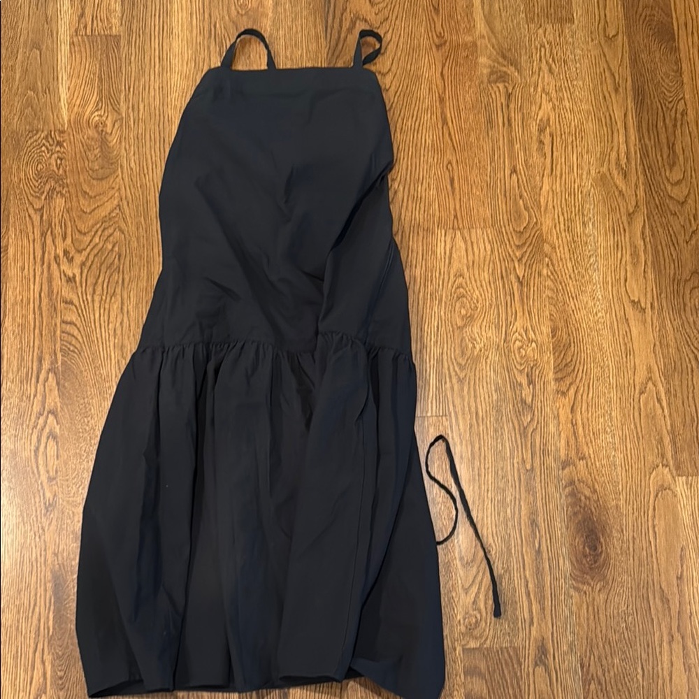 Everlane Black Textured dress with tie